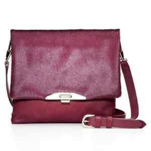 Ann Taylor Burgundy Leather Metro Crossbody Bag